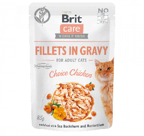 Brit Care Cat Pouches Fillets in Gravy Choice Chicken Enriched with Sea Buckthorn and Nasturtium Kurczak 85 g