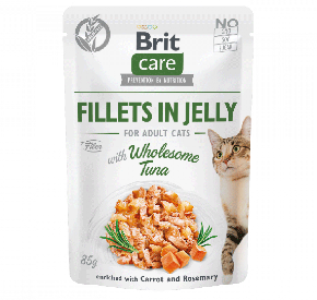 Brit Care Cat Pouch Fillets in Jelly with Wholesome Tuna enriched with Carrot & Rosemary Zdrowy tuńczyk 85 g