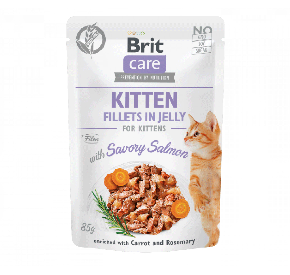 Brit Care Cat Pouch KITTEN Fillets in Jelly with Savory Salmon enriched with Carrot & Rosemary Pikantny łosoś/kocięta 85 g