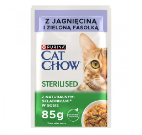 Purina Cat Chow Sterilised, jagnięcina/zielona fasolka w sosie