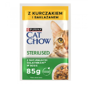 Purina Cat Chow Sterilised, kurczak/bakłażan w sosie