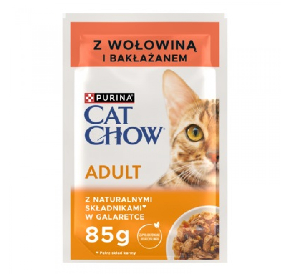 Purina Cat Chow Adult, wołowina/bakłażan w galaretce