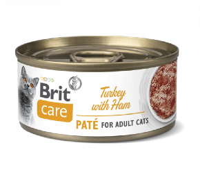 BRIT CARE CAT TURKEY PATÉ WITH HAM Pasztet indyk z szynką 70 g