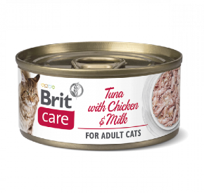 BRIT CARE CAT TUNA WITH CHICKEN AND MILK Pasztet tuńczyk z kurczakiem i mlekiem 70 g