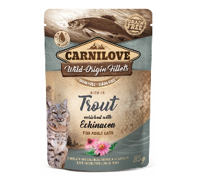 CARNILOVE CAT POUCH TROUT & ECHINACEA pstrąg, Echinacea/koty dorosłe 85 g