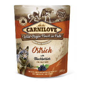 CARNILOVE DOG POUCH OSTRICH & BLACKBERRIES struś, jeżyny/psy dorosłe 300 g
