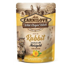 CARNILOVE CAT POUCH RABBIT & MARIGOLD królik, nagietek/kocięta 85 g
